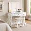 Ensemble de coiffeuse moderne et unique pour chambre à coucher, avec tabouret, miroir pliable et tiroirs, placage MDF blanc pour un rangement élégant-1799265390
