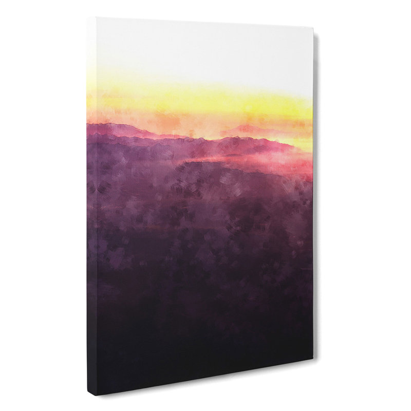 Sun Over A Mountain Range - Wrapped Canvas Painting, 60cm H x 40cm W x 3cm D