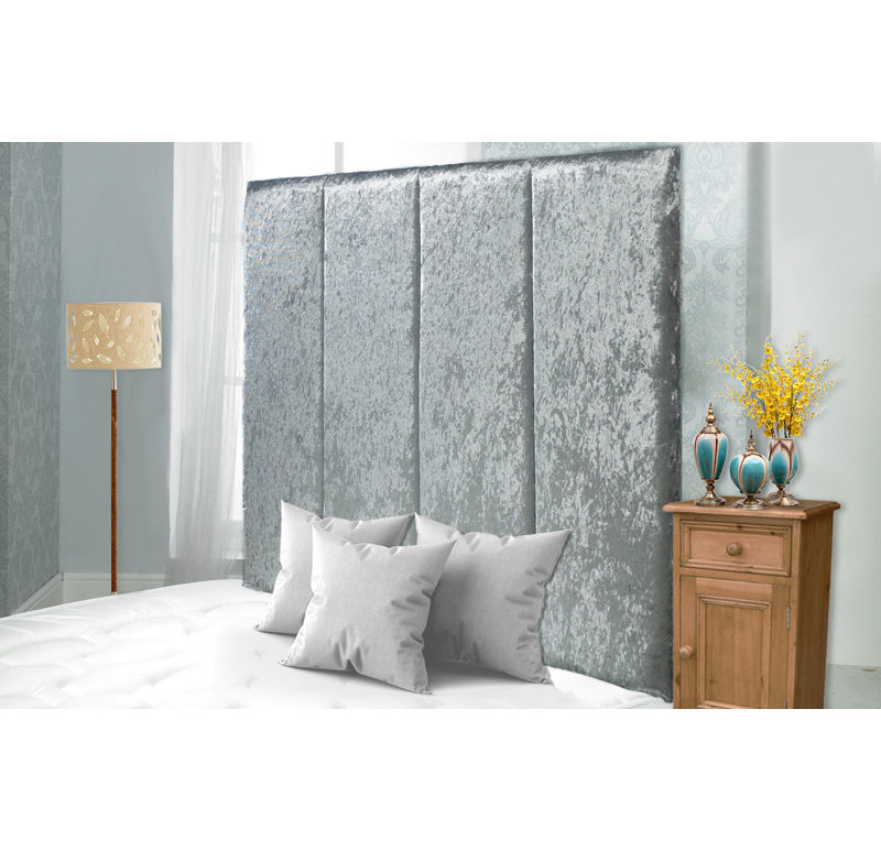 Upholstered Headboard, Super King (6'), Silver Velvet