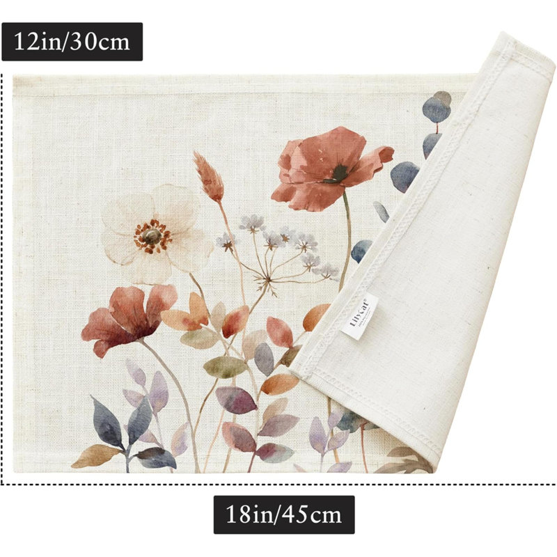 Napperons en tissu de lin, napperons de table Boho imperméables et durables pour la cuisine, ensemble de 4 napperons rustiques lavables