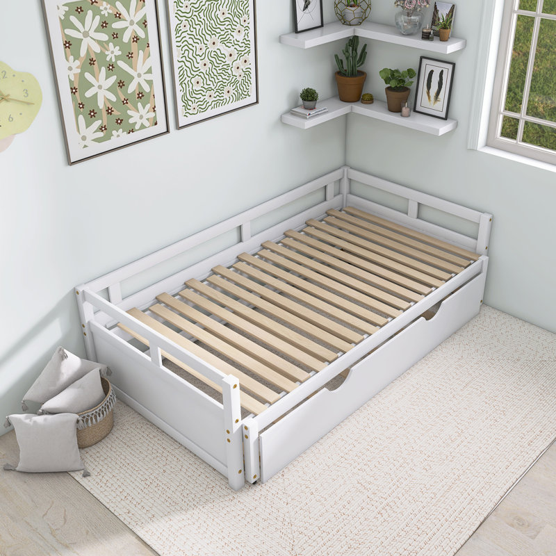 Wooden Extending Daybed With Trundle, White