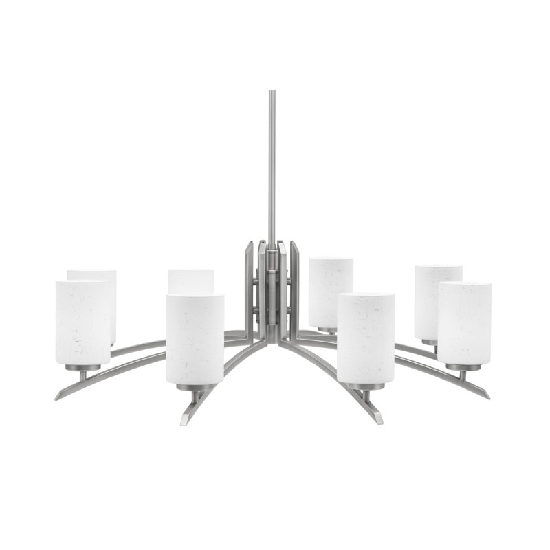 Lustre lumineux en verre mousseline de 4 po Kurve, H 58,25 po x l 26 po x P 26 po, Noir mat, 6