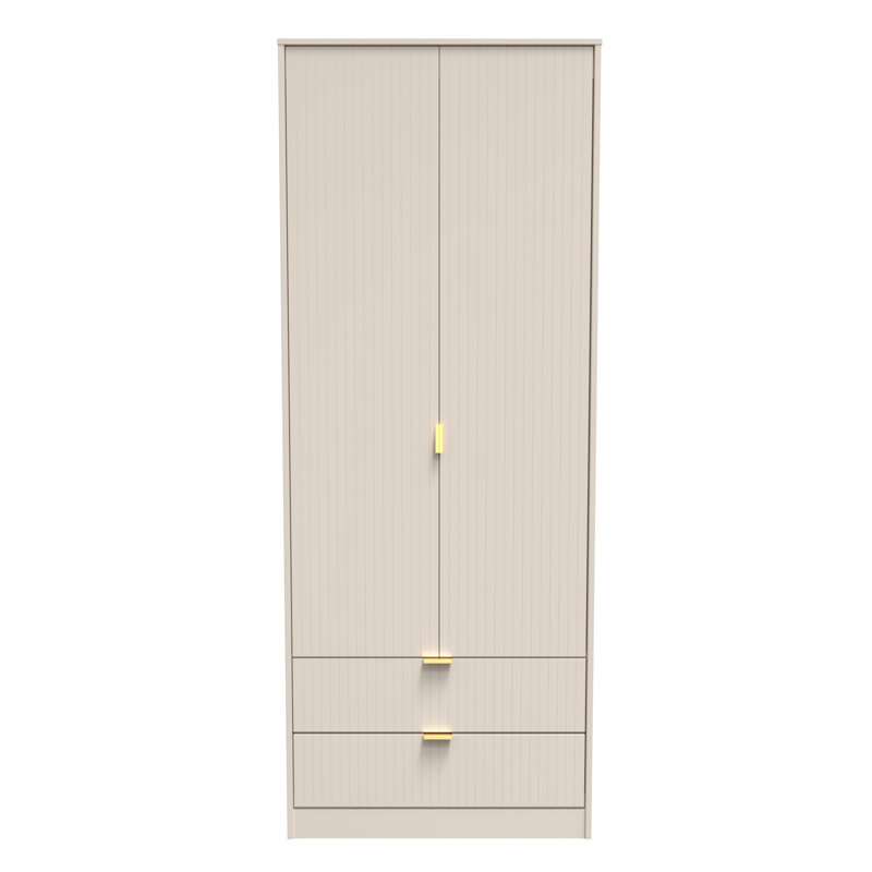 Fully Assembled 2 Door Wardrobe, 197cm H x 74cm W x 53cm D, Kashmir