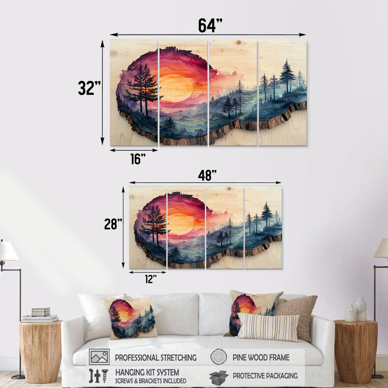 Tranquillity in an Asian Forest Landscape I - Forest Wall Art - ensemble de décorations murales traditionnelles, 4