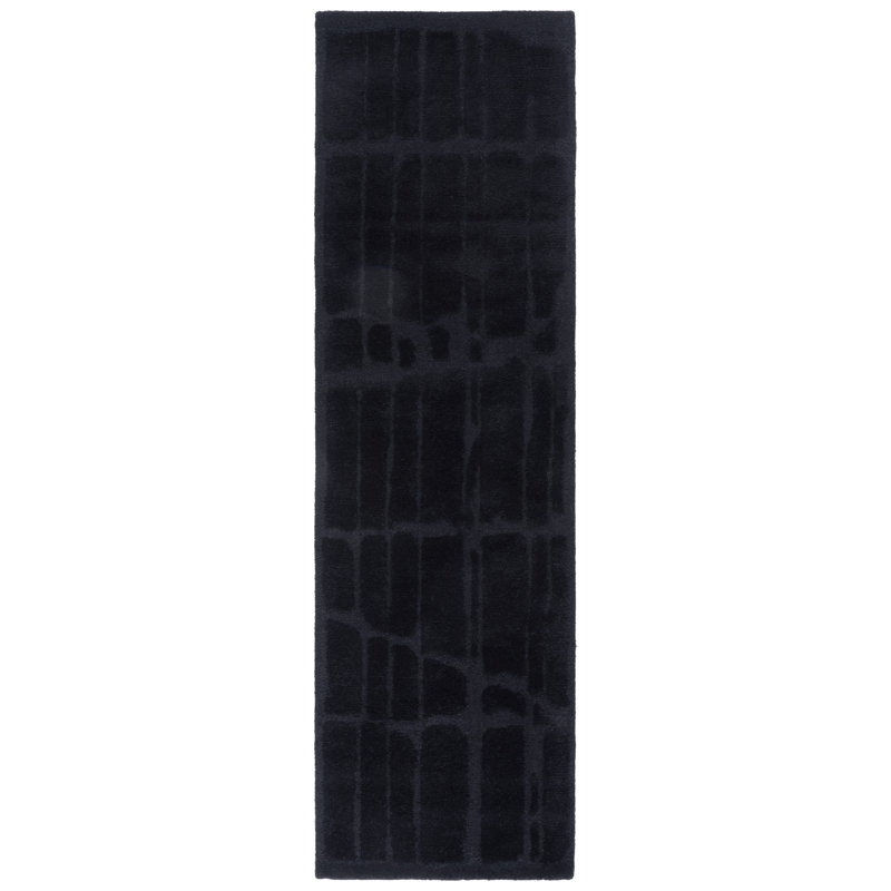 Rodeo Drive 678 Hand Tufted Wool/Cotton Abstract Rug in Black, Runner 2'3" x 8'