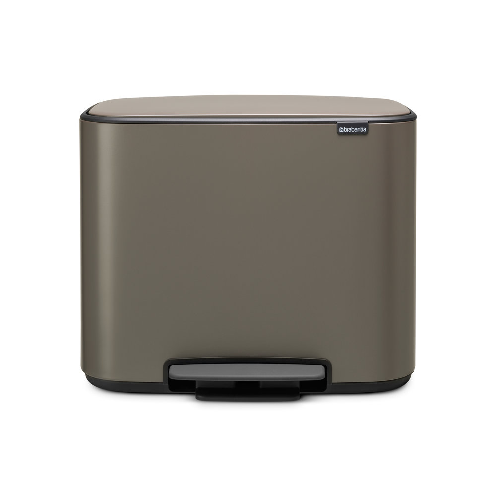 Brabantia Bo Step 9gal Recycling Can, Platinum