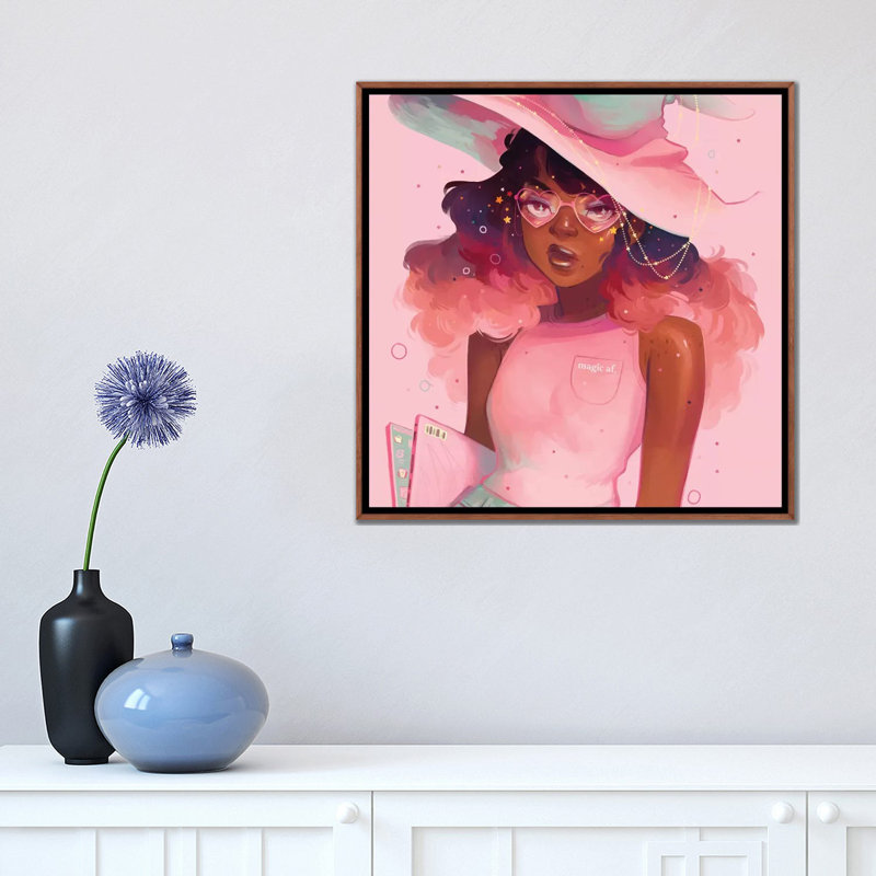 " Magic AF " by Geneva B, 18" H x 18" W x 1.5" D, Classic Brown Wood Framed Canvas, No Mat