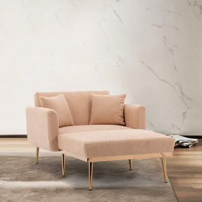 Canapé de chaise longue confortable, tissu, dossier réglable, accoudoirs, fauteuil brun clair avec base stable - base