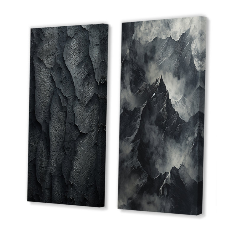 Montagnes, montagnes percolées, ensemble de 2 impressions sur toile, H 28 po x l 25 po, Toile tendue
