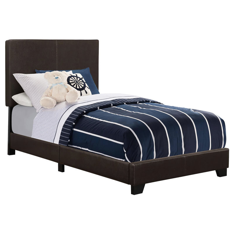 Faux Leather Upholstered Twin Panel Bed In Brown - Bedroom Exotic Appeal Wrapped Chestnut Warmth, Twin, Brown