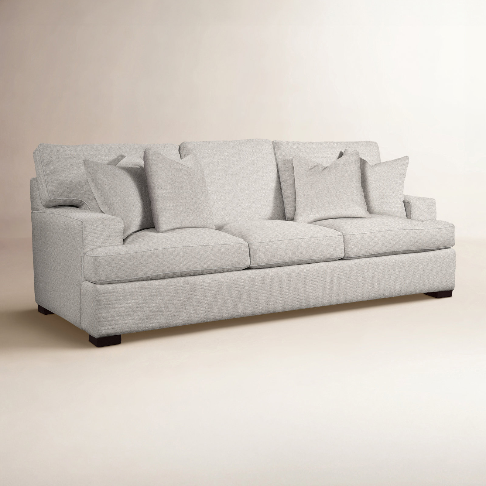 Cambria 97'' Upholstered Sofa, Java Finish, Alabaster Linen-Look Performance; 0325-74