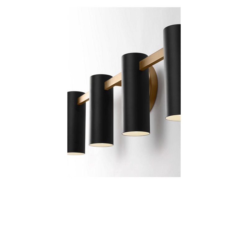 Meuble-lavabo à quatre lumières Zentro, Laiton satiné, Non
