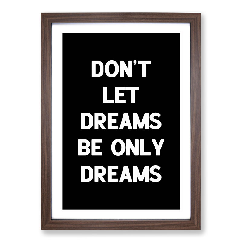 Dreams - Picture Frame Typography, Walnut, 48cm H x 36cm W x 2cm D