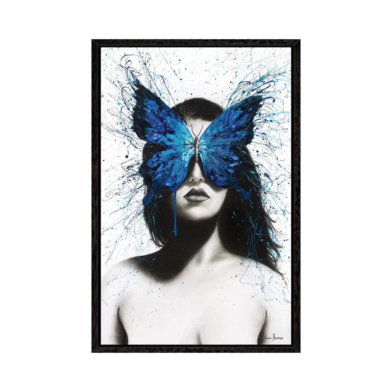 Butterfly Mind by Ashvin Harrison - Print on Canvas, 66.04 cm H x 45.72 cm W, Black Framed
