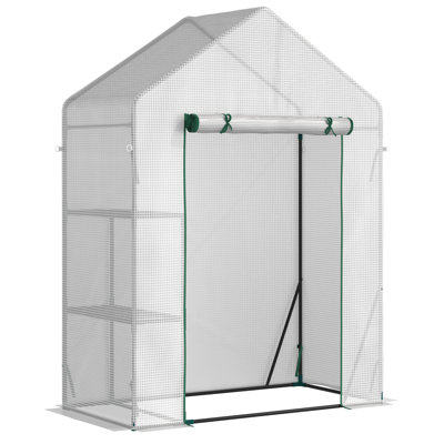 Walk In 143*143*195 cm Polyethylene 1 Piece Walk-in Greenhouse Clear with Roll-up Door
