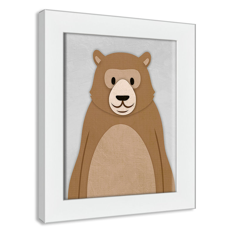 Adhésif décoratif Cheery Bear, H 10 po x l 8 po x P 0,6 po, Encadré plat blanc