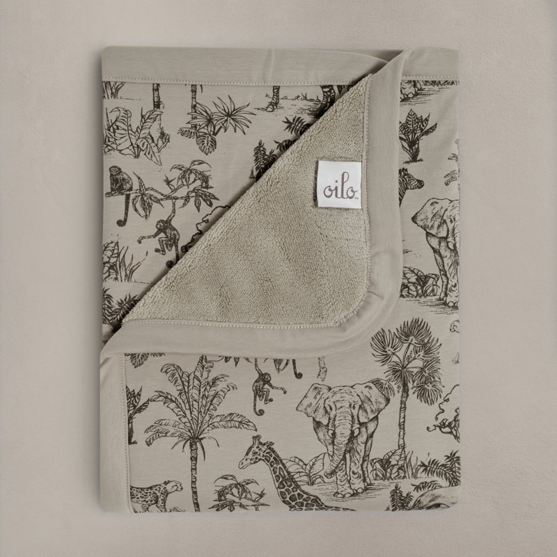 Vintage Safari - Luxury Soft Plush Backing & Turkish Cotton Jersey Print, Double Layered, 30" x 40" Baby Blanket