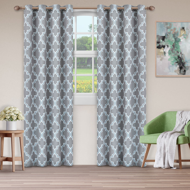 Paire de rideaux obscurcissant en polyester Écosse, 52 po x 63 po, Argent