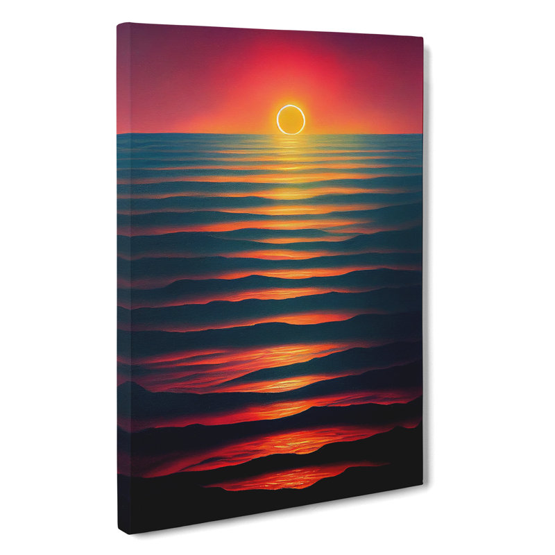 Vivid Ocean Sunset - Wall Art, Wrapped Canvas, 50cm H x 35cm W, No Matte