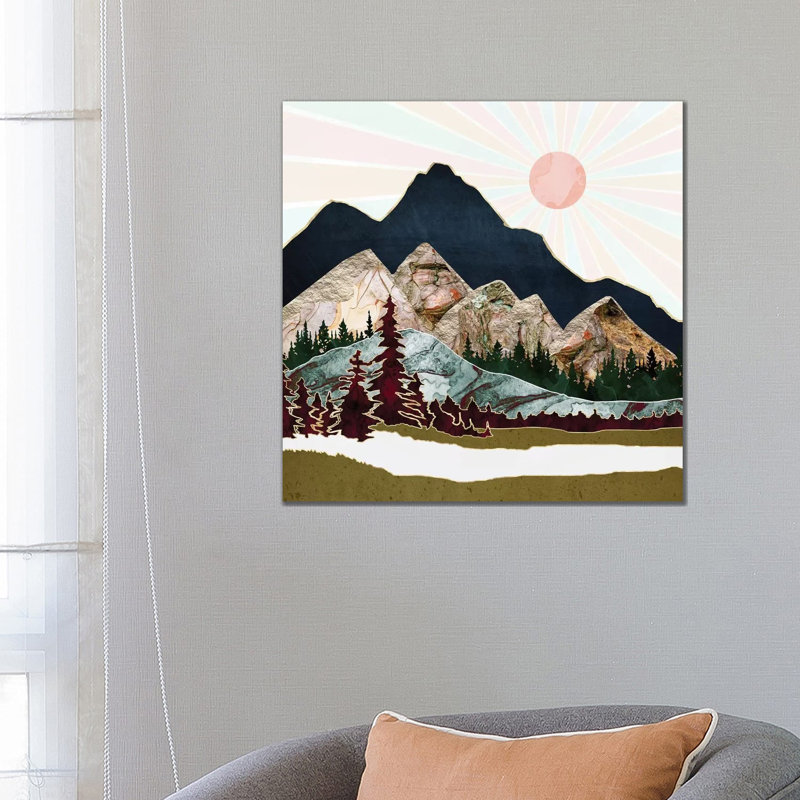 Retro Autumn Vista - impression d'art graphique, 26" H x 26" W x 1.5" D, Aucun mat, Toile tendue