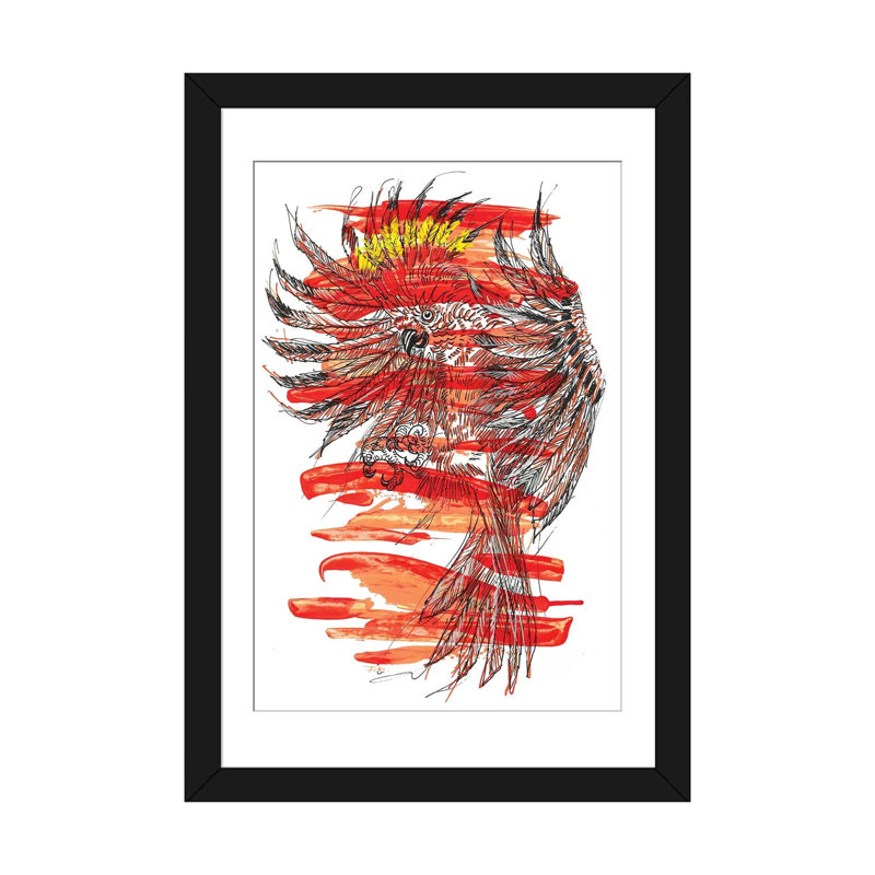 Impression sur toile tendue aves, H 24 po x l 16 po x P 1 po, Papier d'art encadré noir, Blanc