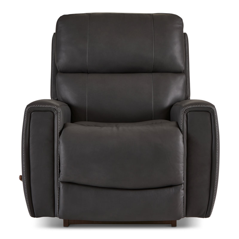 Apollo Leather Match Rocking Recliner, Slate Leather Match, Manual