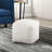Modern Square Pouf Off-White Faux Fur Fabric Upholstered Ottoman, Footstool, Non-Slip Floor Pouf, Bean Bag Chair, 1pc Sitting Pouf