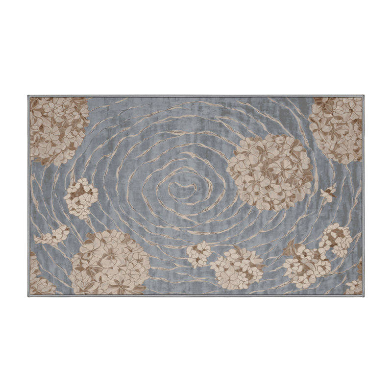 Machine Washable Gray Area Rug, Rectangle 5' x  7'