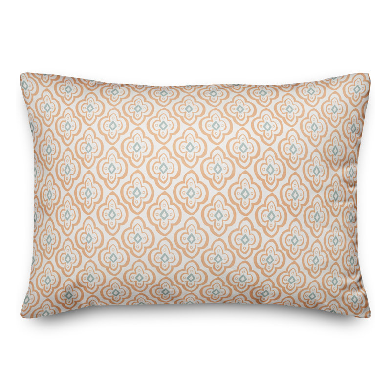 Geometric Rectangular Lumbar Cushion, Orange