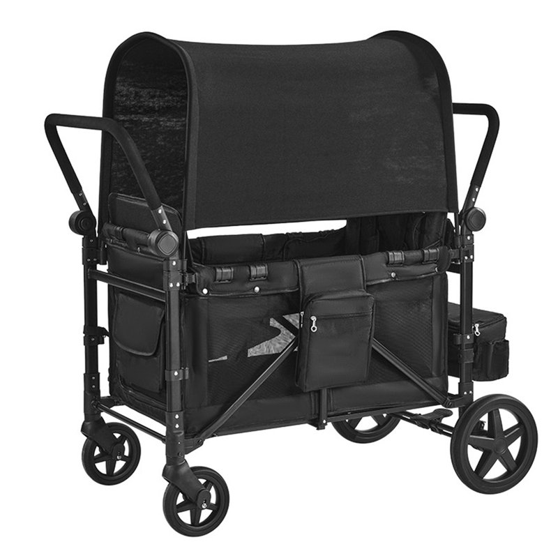 Wagon Stroller for 4 Kids Push Pull Quad Collapsible Stroller 330LBS Loading