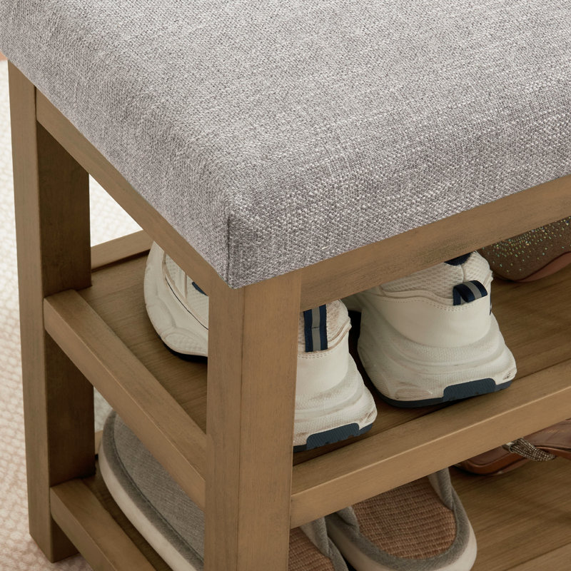 Polyester Upholstered Storage Bench, Grey, 54.1cm H x 80cm W x 35.1cm D