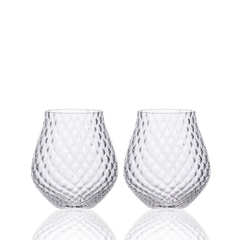 Phoebe Handmade Crystal Stemless Wine Glass, Rose