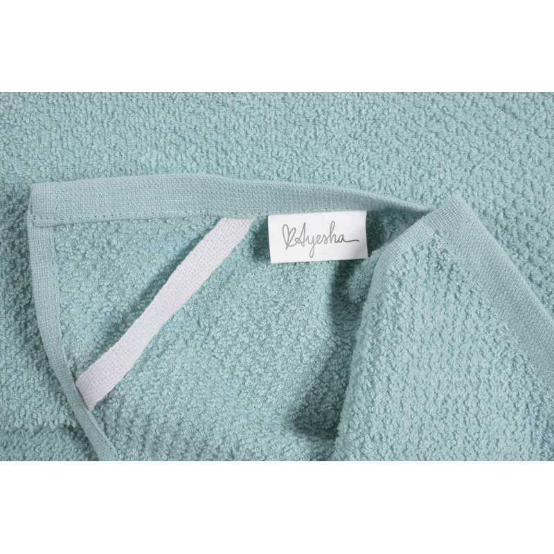 Aqua and White Cotton Terry Kitchen Towel Set, 6 Pieces