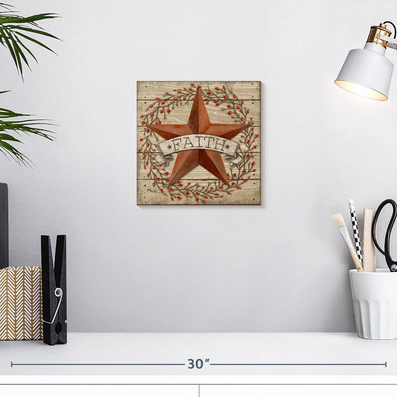 Tergel Barn Star With Berries I, 10" H x 10" W