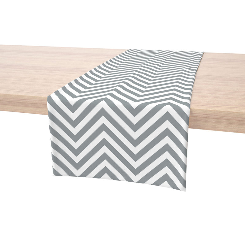 Mccandless Chevron Milliken Signature Table Runner, 72" L x 12" W, Gray