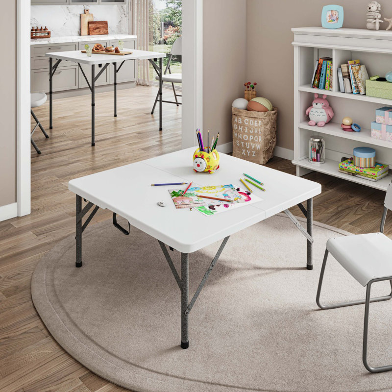 Table carrée pliante réglable en hauteur 34 pouces avec poignée facile à transporter