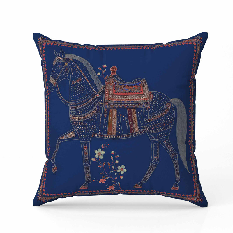 Coussin Painted Pony, Carré 20 po, Bleu