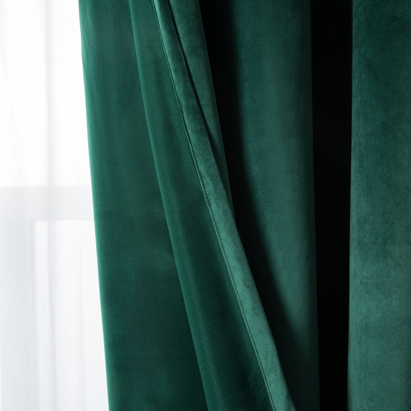 Imperial Rooms Crushed Velvet Eyelet Sheer Curtains, Emerald, 117cm Width x 137cm Drop