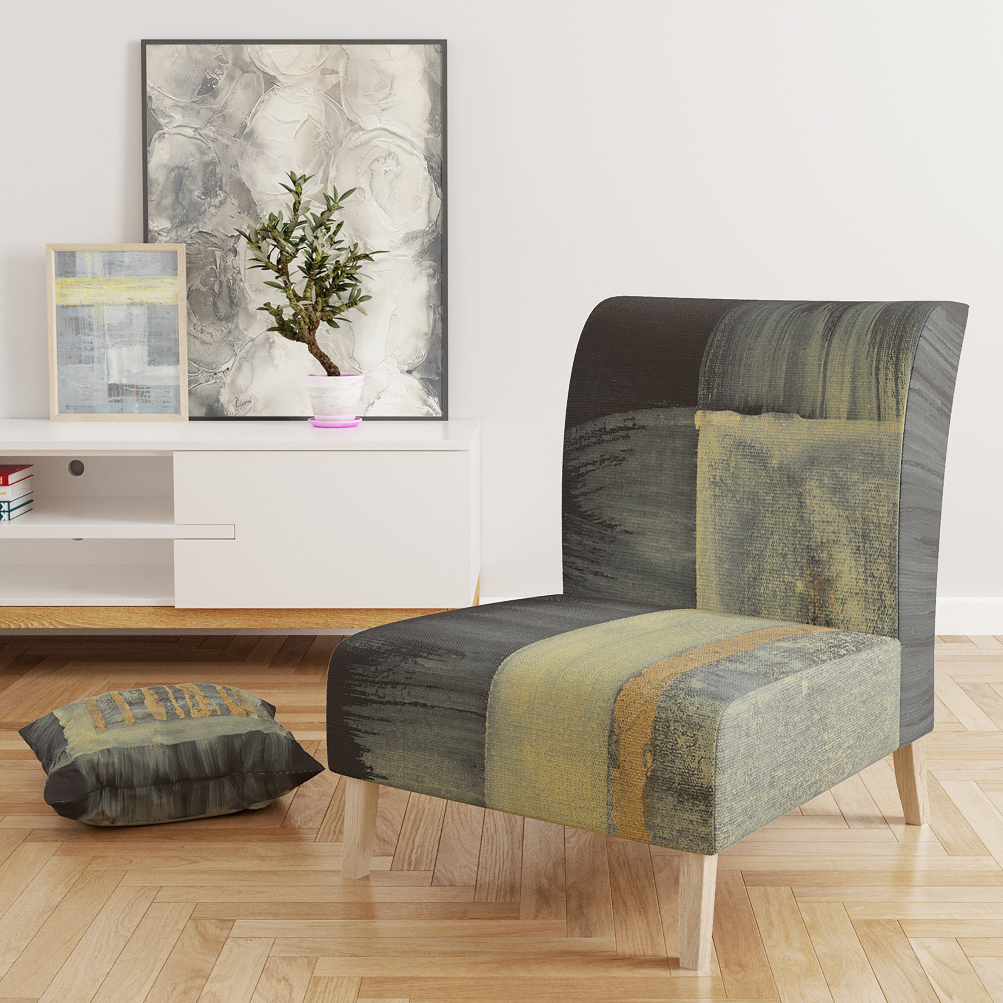 East Urban Home Galm Abstract II - Transitional Upholstered Slipper ...