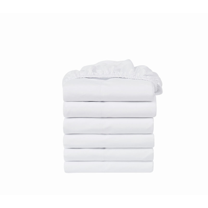 Truly Soft Hospitality Pack Plain Weave Microfiber 6 Piece White Fitted Sheet Set, Queen Sheet Set