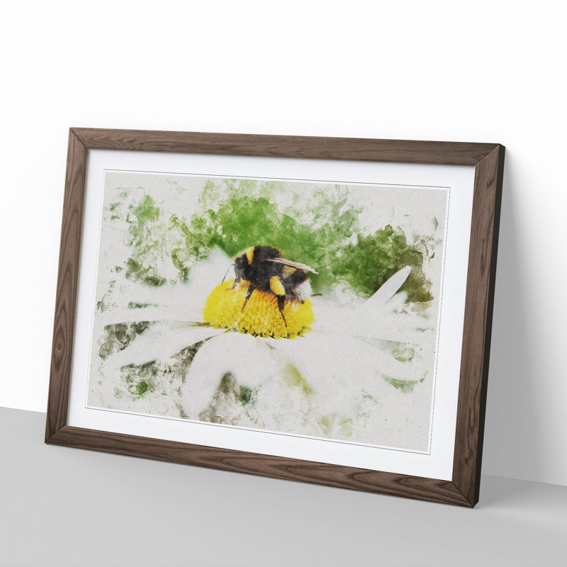 Bee Collecting Pollen Vol.2 - Framed Print, 65cm H x 90cm W x 2cm D, Walnut