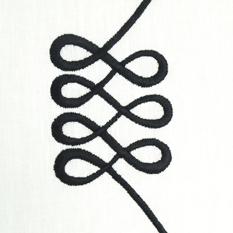 Nicolette Embroidery Fabric, White/ Black