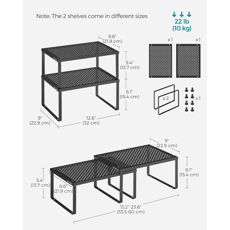 Étagère à épices, organisateurs de tablettes d'armoires, organisateurs de tablettes, Noir, noir, noir, noir