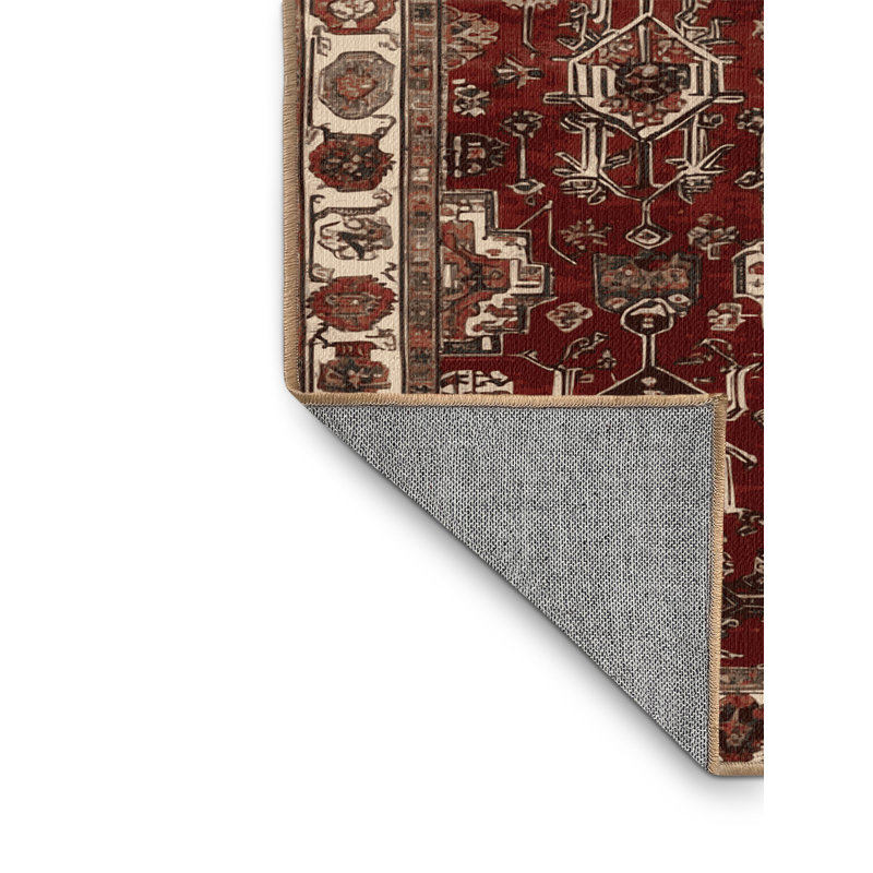 Machine Washable Turkish Brown Area Rug, Carré 4 pi