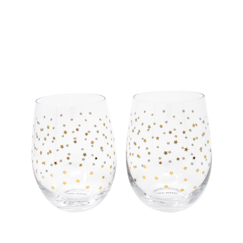 Stemless Wine Glass Set, Stars