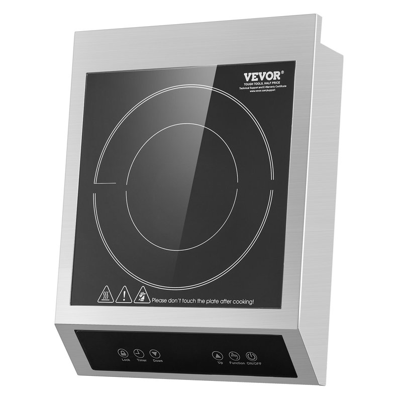 Plaque de cuisson à induction portable, brûleur à induction commercial de 1800 W avec 9 réglages de température, plaque de cuisson à induction en acier inoxydable avec minuterie 3H, verrou pour enfant, pour la cuisine au restaurant