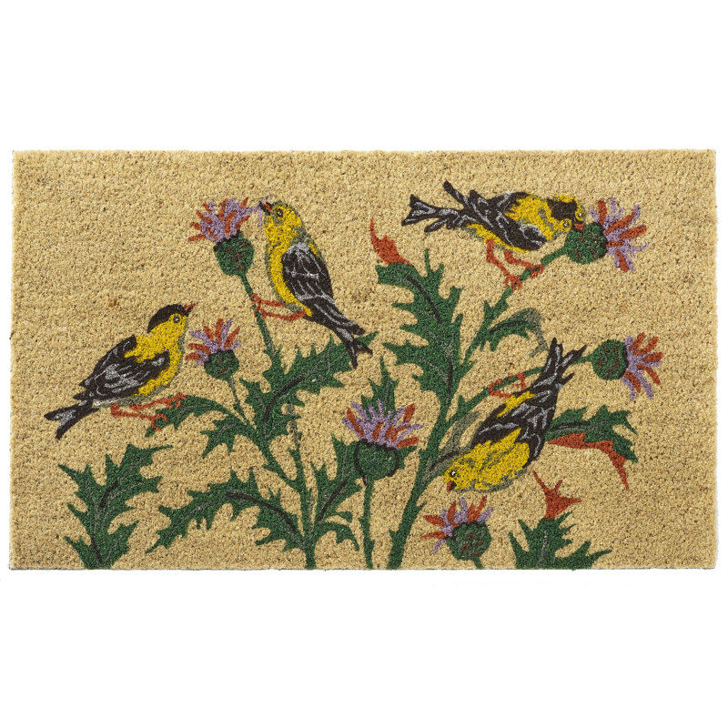 Finches on Thistle Outdoor Doormat