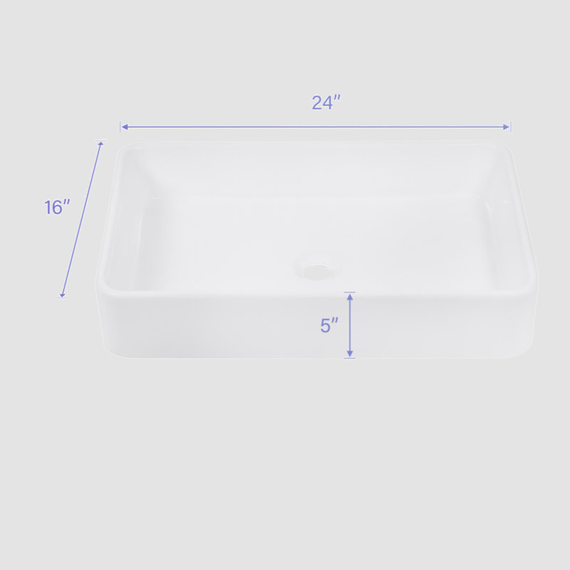 Lavabo de salle de bain rectangulaire en céramique 16 "Go Peak Track