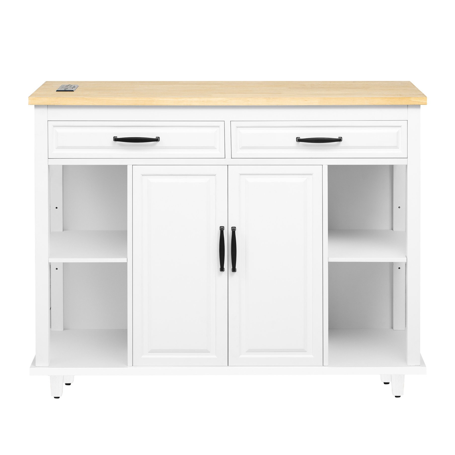 Latitude Run® Kitchen Island With Extendable Table, Rubber Wood Veneer ...