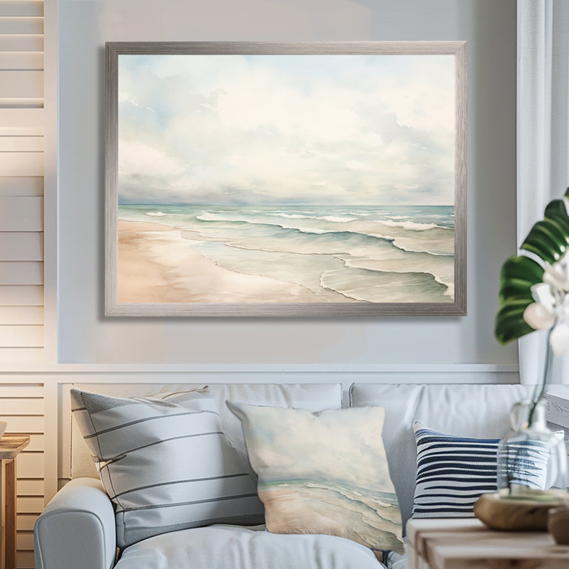 «Pieper - Coastal Minimalisme», reproduction d'art sur toile encadrée, H 34 po x l 44 po x P 1,5 po, Encadrement argenté